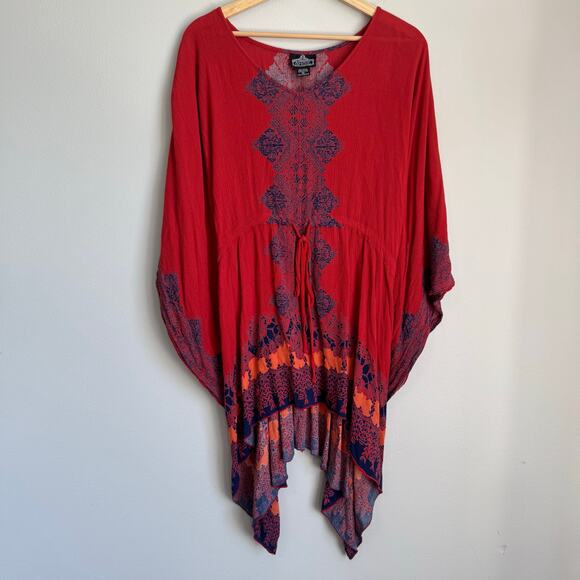 Angie Kaftan Medium Oversized Boho Bohemian Festival Hippie Gauzy Kimono Crinkle - Picture 1 of 7